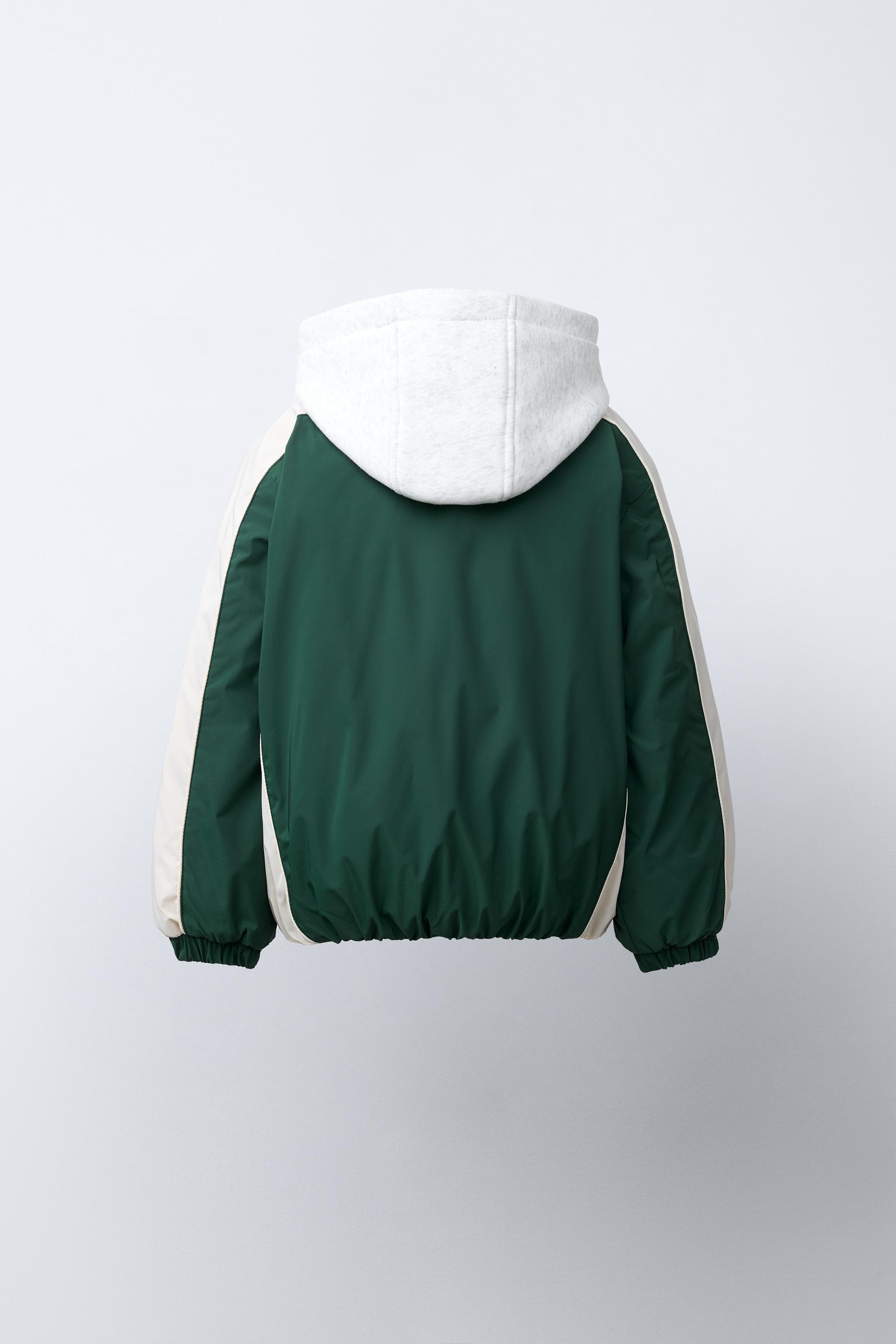 BLOUSON BOMBER CAPUCHE EN MOLLETON AMOVIBLE DÉPERLANT